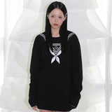 セーラープリントTシャツ- ブラック