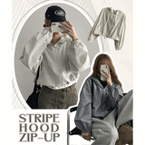 Bahu Stripe Hooded Zip-Up