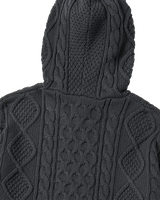 25FW LOW GAUGE CABLE KNIT HOODIE CHARCOAL