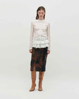 Embroidered Graphic Jersey Skirt _ BROWN