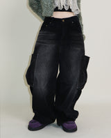 Square pocket balloon fit corduroy pants