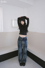 Back see-through angel long-sleeved t-shirt