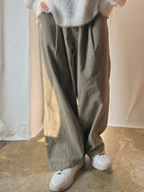 Cotton wide banding balloon pants 3C