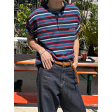 [S/S] マルチストライプヘンリーネックハーフニット(3color)