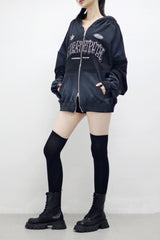 (Unisex) ウィンドエンブロイダリーダーティーフーディドジップアップ