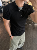 スナップ レイヤード マッスル ショートスリーブ Tシャツ