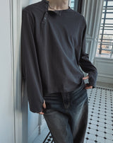 Barrel Diagonal Cropped Henley Long Sleeve