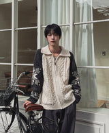 Bomb Cowichan color matching knit zip-up