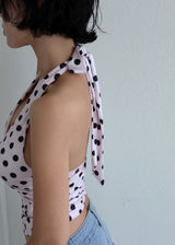 Ribbon Polka Dot Halterneck Sleeveless