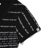 BOUQUET GIRL WORDING SHORT SLEEVE CARDIGAN [BLACK]