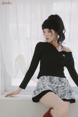 Halterneck Lace Layered Two-Piece Knitwear