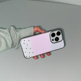 [MADE] [+MagSafe] DOTTY STRIPE PHONE CASE PINK (glass silver bumper)