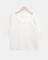 Viet Button Point Color Short Sleeve T-Shirt