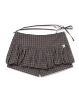 CHECKERED PUMPKIN SKIRT PANTS(BROWN)