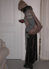 Jeanne Angora Fur Shoulder Bag_Melange Brown