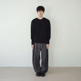 stripe curved wide slacks