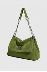 LOOK STITCH SUEDE CHAIN BAG (4COLORS!)