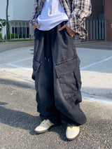 Washing diagonal balloon cargo denim pants 2C