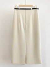 Billy Slit H-Line Long Skirt (Belt Set)