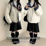 Daring checkered lining point short padded coat