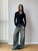 Shoulder Strap Soft Long Sleeve Tee