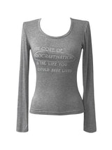 スリムレタリングUネックTシャツ (4color)