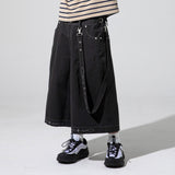 XP285 WESTERN CHAIN BERMUDA COTTON PANTS (BLACK)