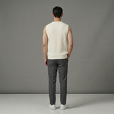 Ivory Pleated Sleeveless Knit Vest