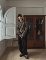 Tony snap stripe fur knitwear