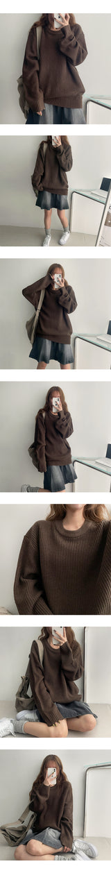 T-the-box boxy Hachi round knitwear
