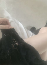 Maron lace unbal skirt (black)