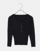 Teua Ribbed Lace V-neck Knit