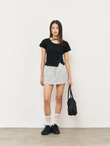 【即日発送】button slit string half t-shirts