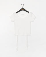 Desa バックスリットリボンVネック半袖Tシャツ