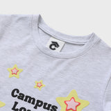 キャンパスラバーウィズスタークルーネックライトグレーウィメンズショートスリーブTシャツ [For women]
