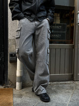 Grey washed multi cargo pants