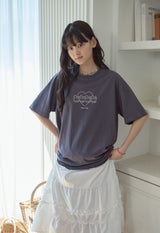 26SS★ Cat's Heart Chain Embroidery Short Sleeve Tee