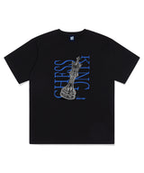 Blue Chess King Logo Printing Short Sleeve T-Shirt Black