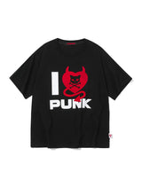 フロッキングデビルハートTシャツ - [ブラック]