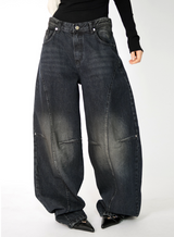 devil black over denim pants