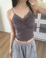Wenme Lace Shirring Layered Sleeveless