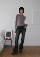 CURVED SLIM BOOTS CUT DENIM