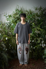 EエッセンシャルプリーツUネック 1/2 Tシャツ (Charcoal)