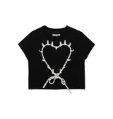 Heart string crop T-shirt (Black