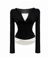 Jena layered button T (4color)