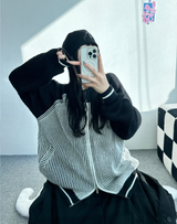 カラーブロックラグラン2ウェイジップアップ🤎🖤🩶🤍 - 3 カラーズ