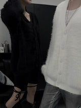overfit blanc angora knit cardigan (unisex)