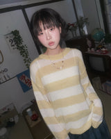 (3color) Alpaca Border Loose-Fit Long Knit