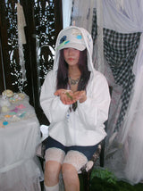 Dozzing hooded zip-up ( White )