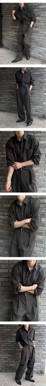 [SET UP可能] ベーシックコットンポケットシャツ(6color)